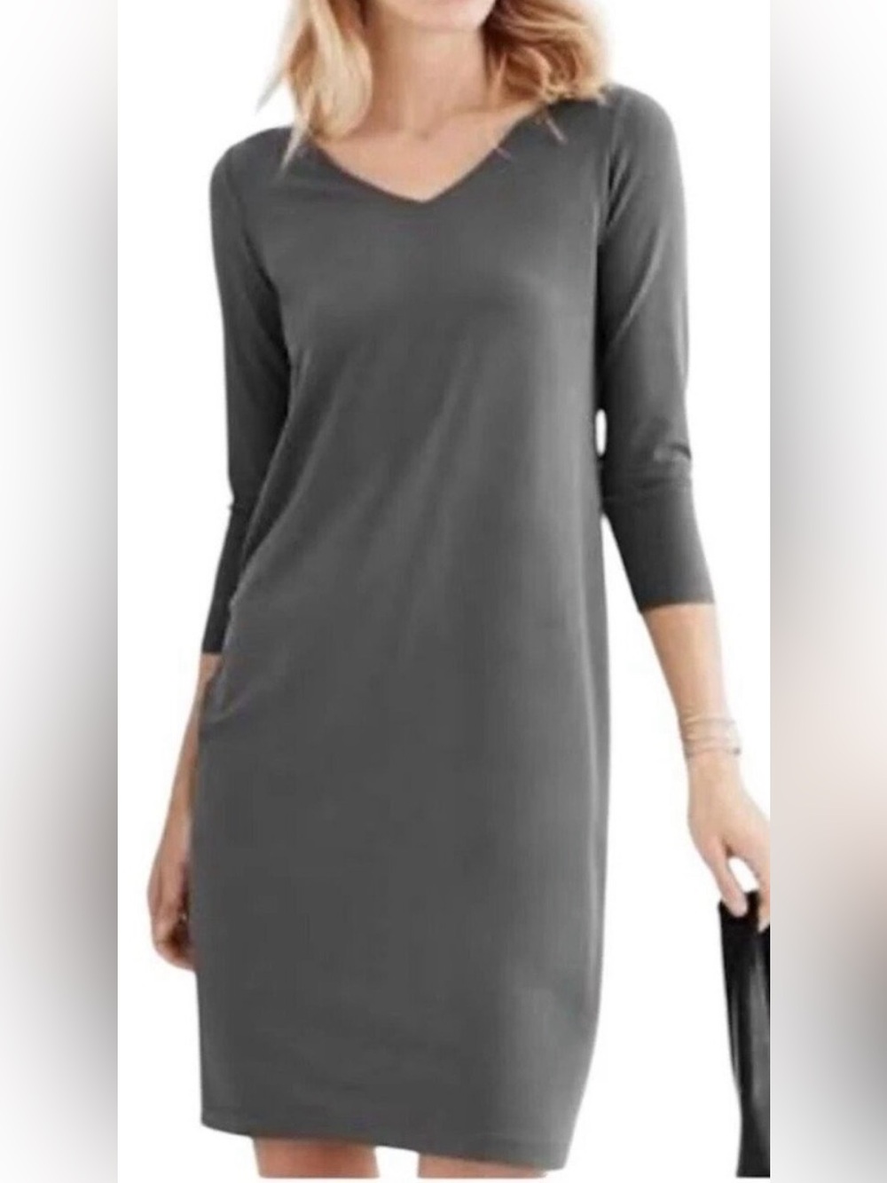Eileen Fisher viscose jersey v neck shift dress Xs/TP $169